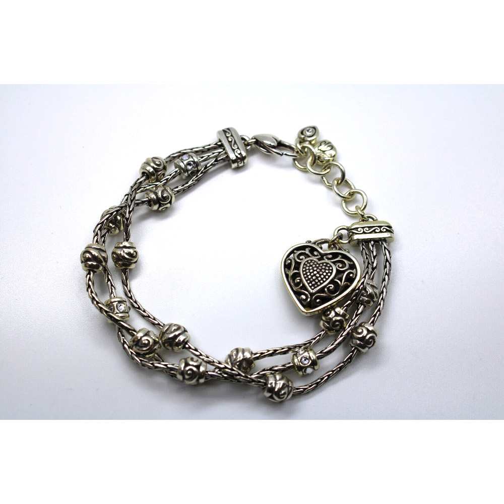 A5 Flawless BRIGHTON Reno Heart Multi Strand Bracelet Silver Plated Crystals $78